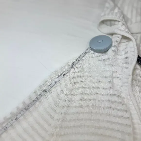 Eddie Bauer Ivory Hooded Open Front Cardigan Women’s Medium Lightweight Knit - Picture 12 of 13